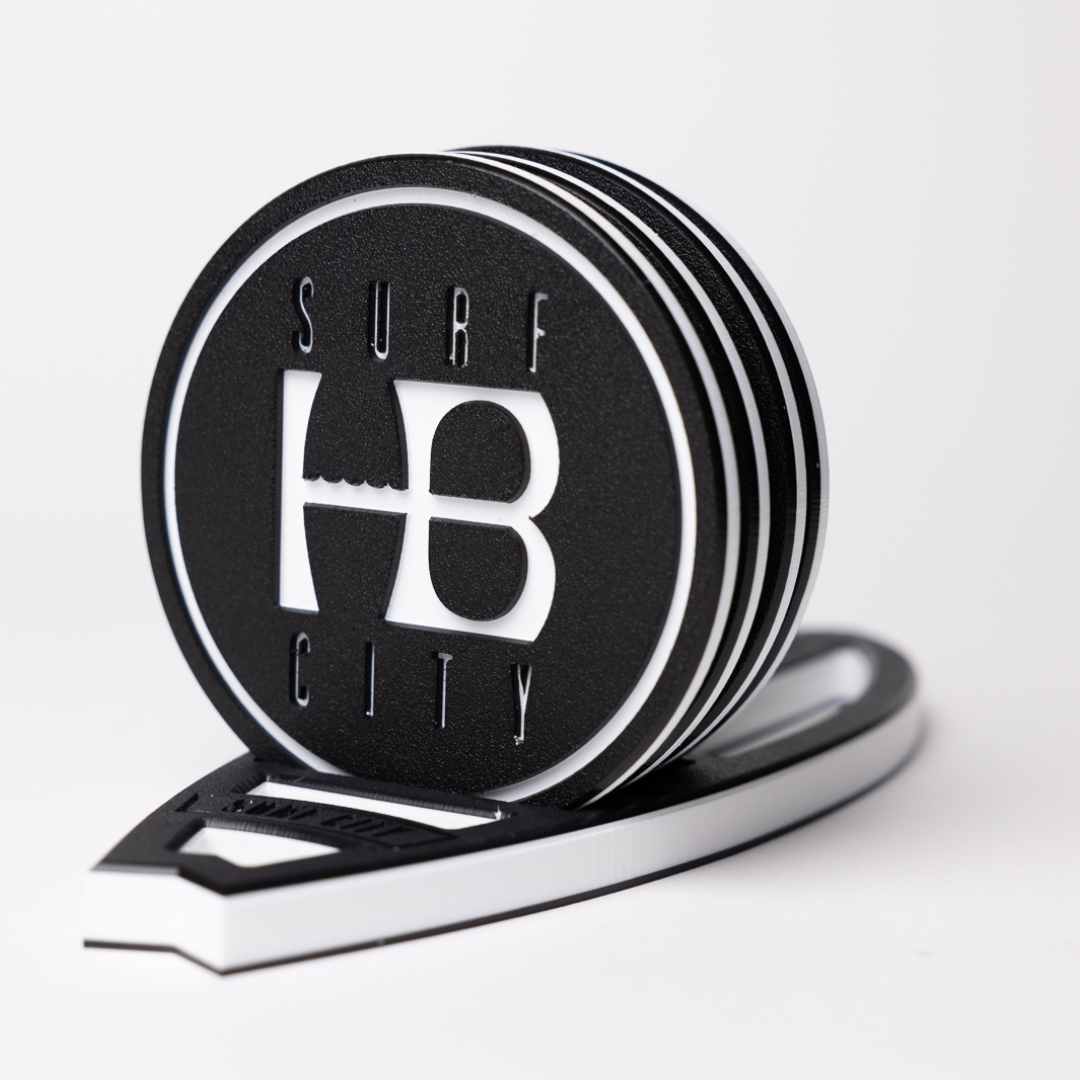 HB Drink Coaster Set with Surfboard Holder