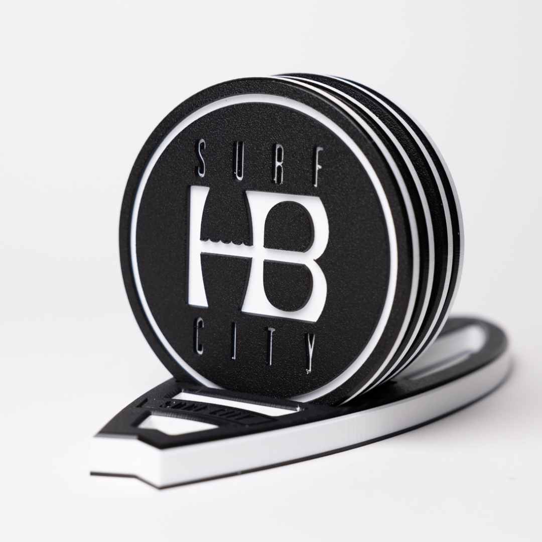 HB Drink Coaster Set with Surfboard Holder
