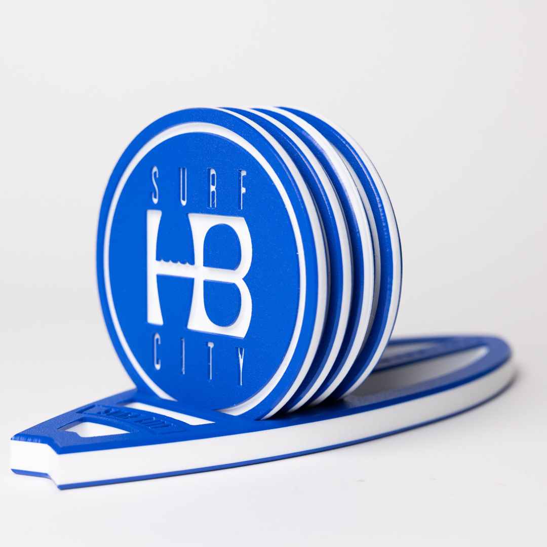 HB Drink Coaster Set with Surfboard Holder