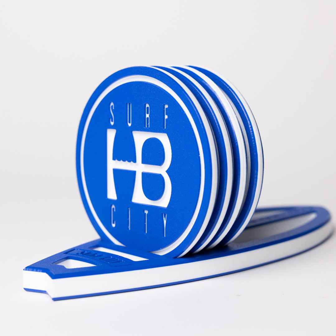 HB Drink Coaster Set with Surfboard Holder
