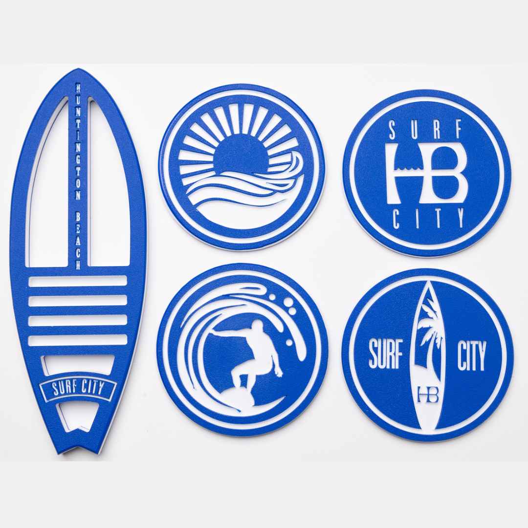 HB Drink Coaster Set with Surfboard Holder