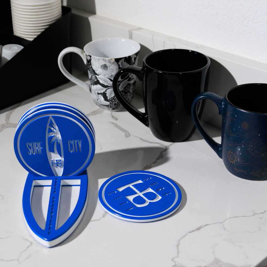 HB Drink Coaster Set with Surfboard Holder