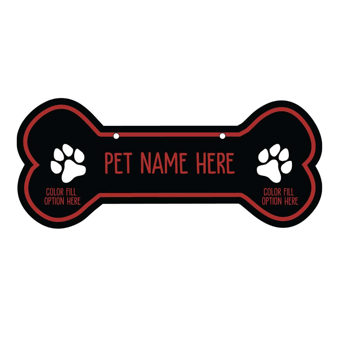 Personalized Dog Crate Tag (Laminate Plastic) – Custom Kennel Name Plate with Color Fill + Fun Fonts