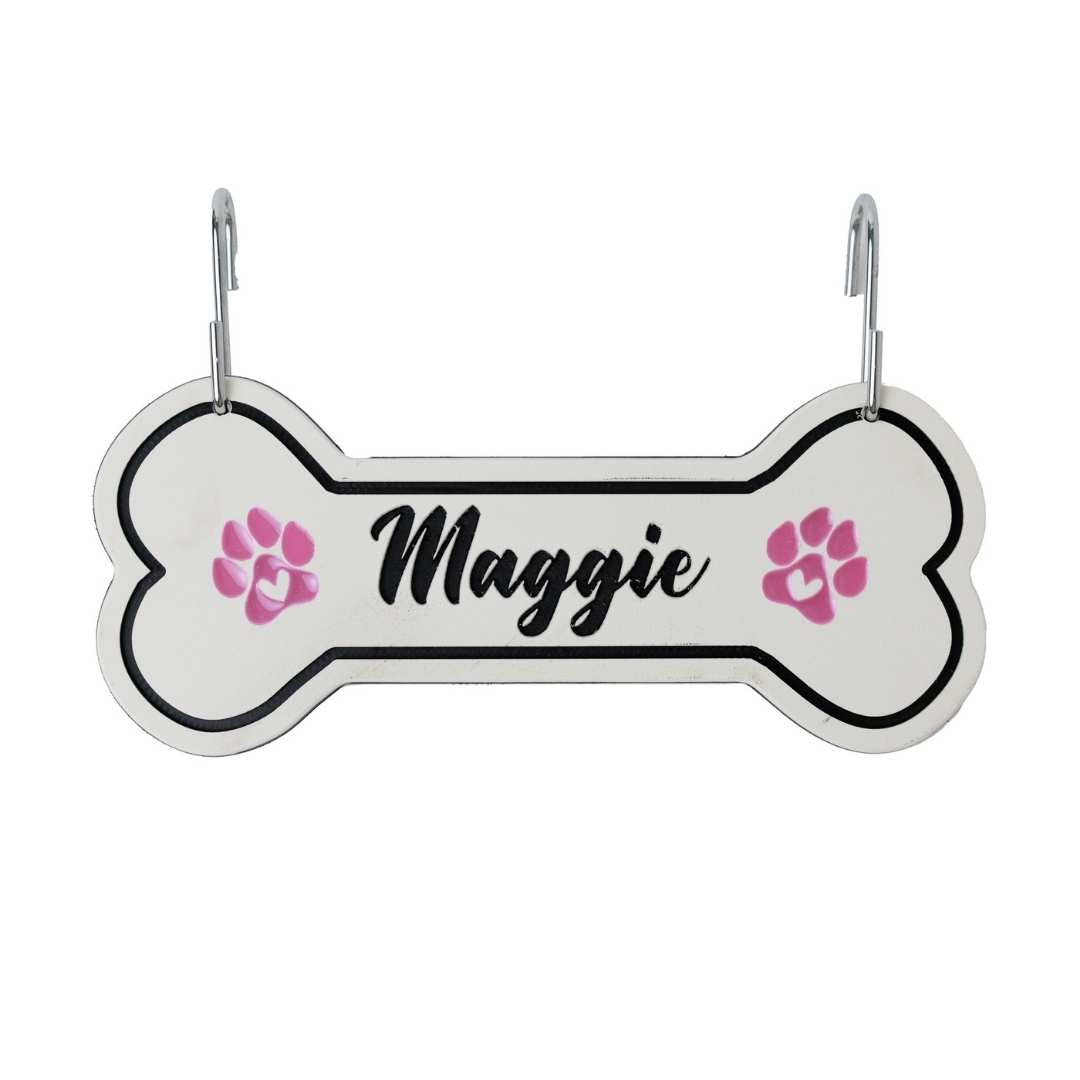 Personalized Dog Crate Tag (Laminate Plastic) – Custom Kennel Name Plate with Color Fill + Fun Fonts