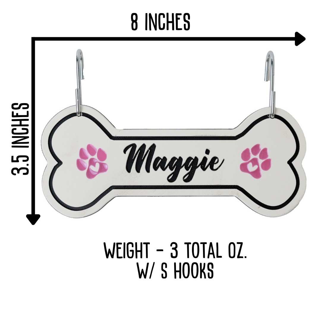 Personalized Dog Crate Tag (Laminate Plastic) – Custom Kennel Name Plate with Color Fill + Fun Fonts