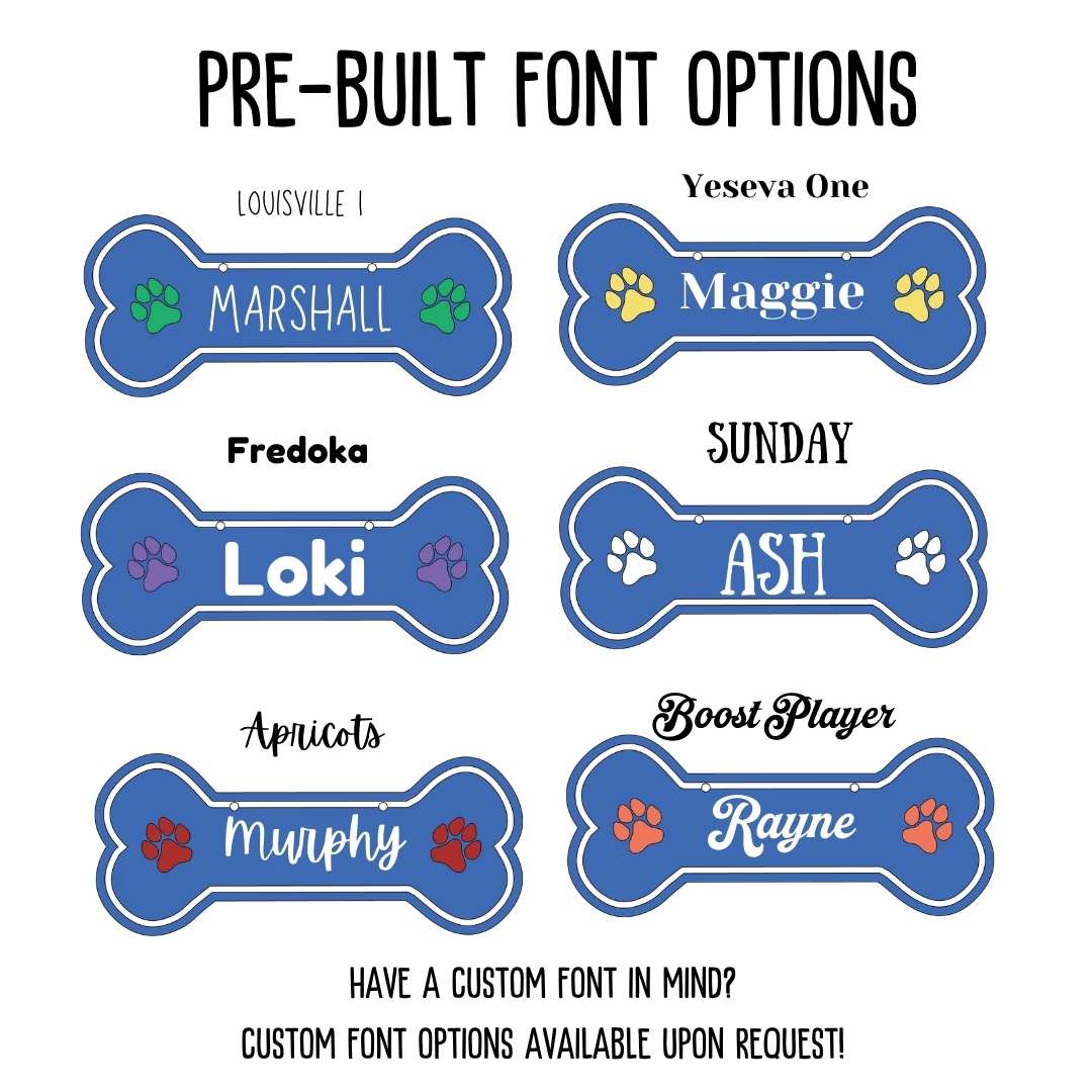 Personalized Dog Crate Tag (Laminate Plastic) – Custom Kennel Name Plate with Color Fill + Fun Fonts