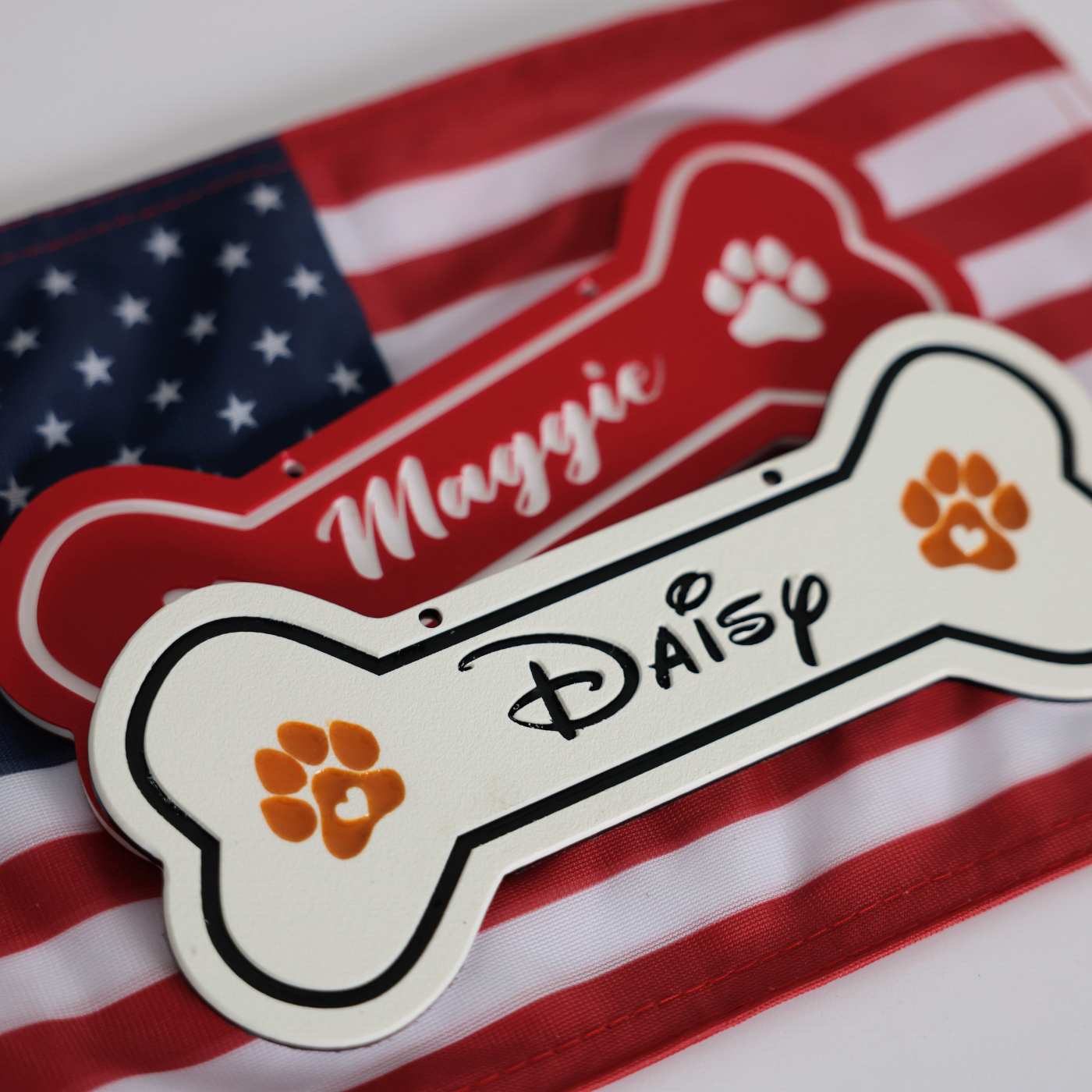 Personalized dog crate tags built in the USA — durable Perma-Core material