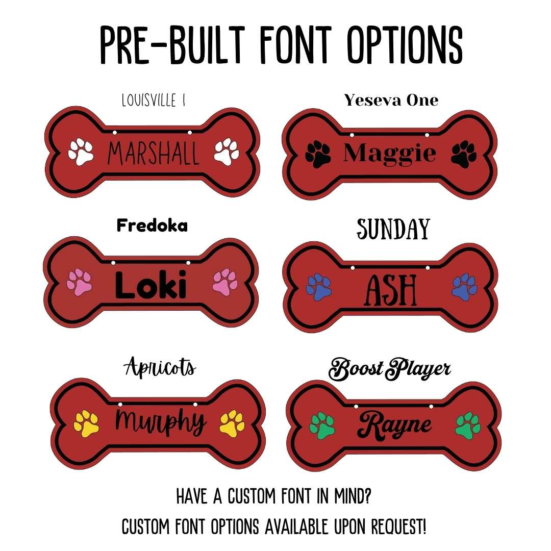 Personalized Dog Crate Tag (Laminate Plastic) – Custom Kennel Name Plate with Color Fill + Fun Fonts