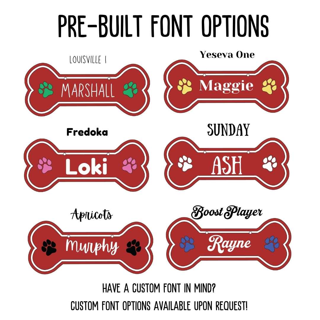 Personalized Dog Crate Tag (Laminate Plastic) – Custom Kennel Name Plate with Color Fill + Fun Fonts