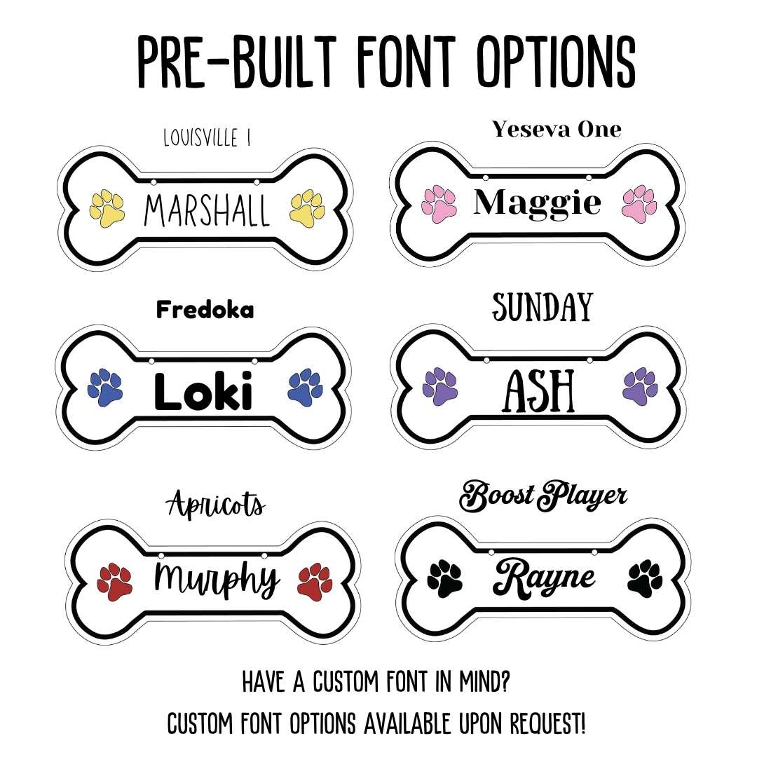 Personalized Dog Crate Tag (Laminate Plastic) – Custom Kennel Name Plate with Color Fill + Fun Fonts