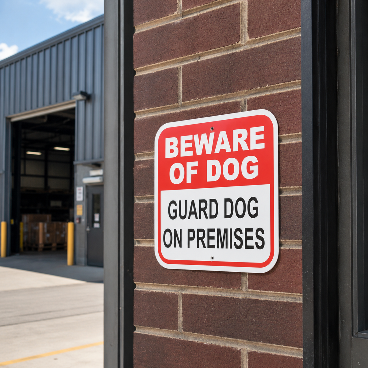 Beware of Dog - Guard Dog on Premises Aluminum Warning Sign
