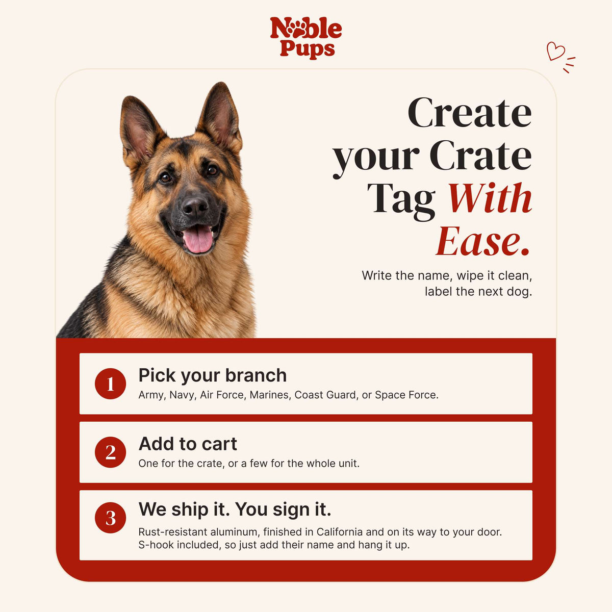 Proud Paws Military Camo Dog Bone Crate Tag — Writable Aluminum | All Branches | Noble Heritage