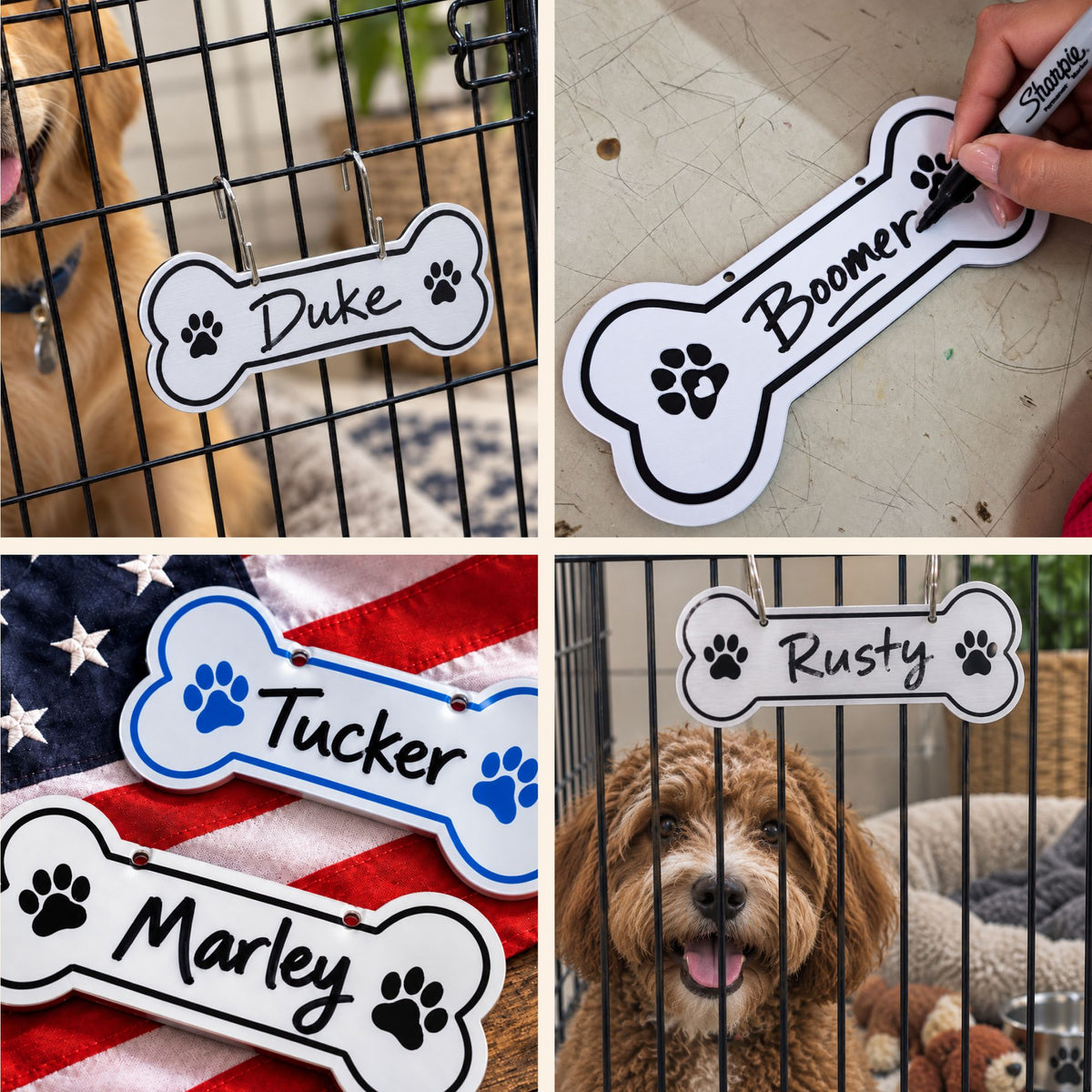 Aluminum Writable Dog Bone Crate Tag