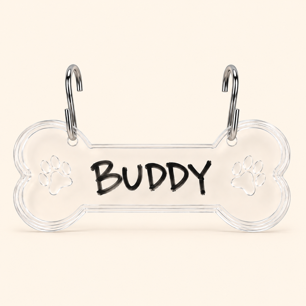 Acrylic Writable Dog Bone Crate Tag