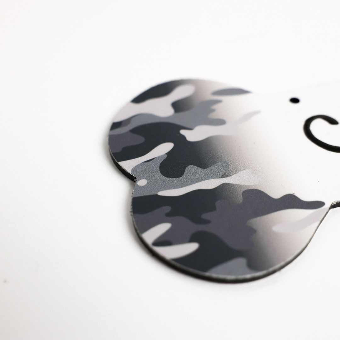 Proud Paws Military Camo Dog Bone Crate Tag — Writable Aluminum | All Branches | Noble Heritage