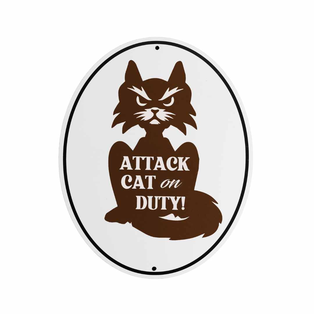 Attack Cat on Duty Aluminum Sign