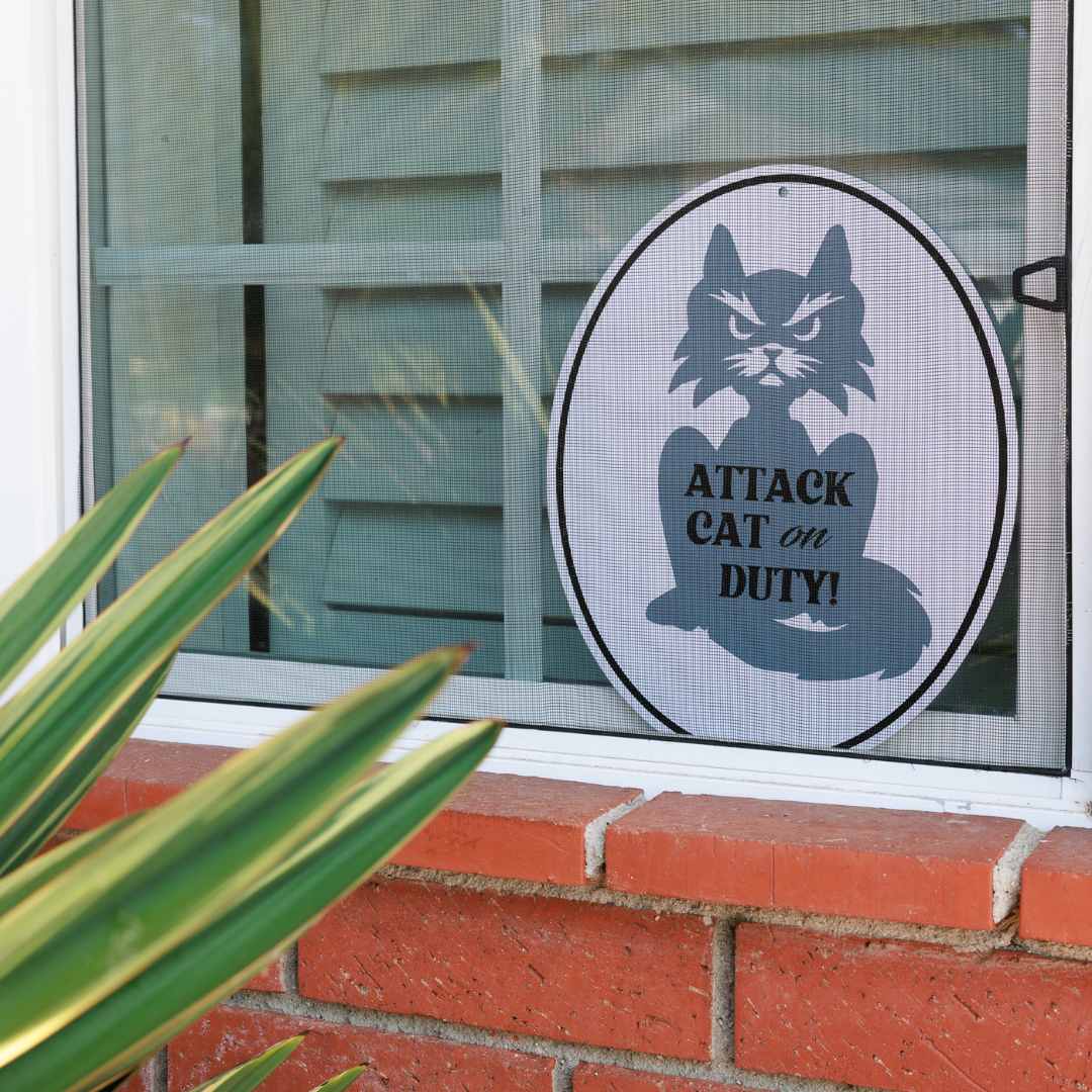 Attack Cat on Duty Aluminum Sign