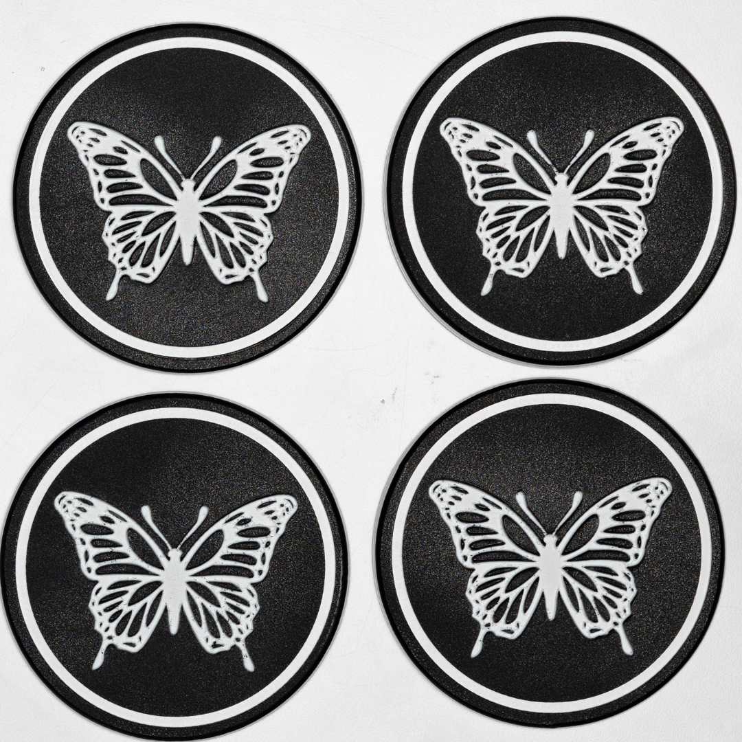 Butterfly Drink Coaster Set with Flower Holder Noble Heritage Industries