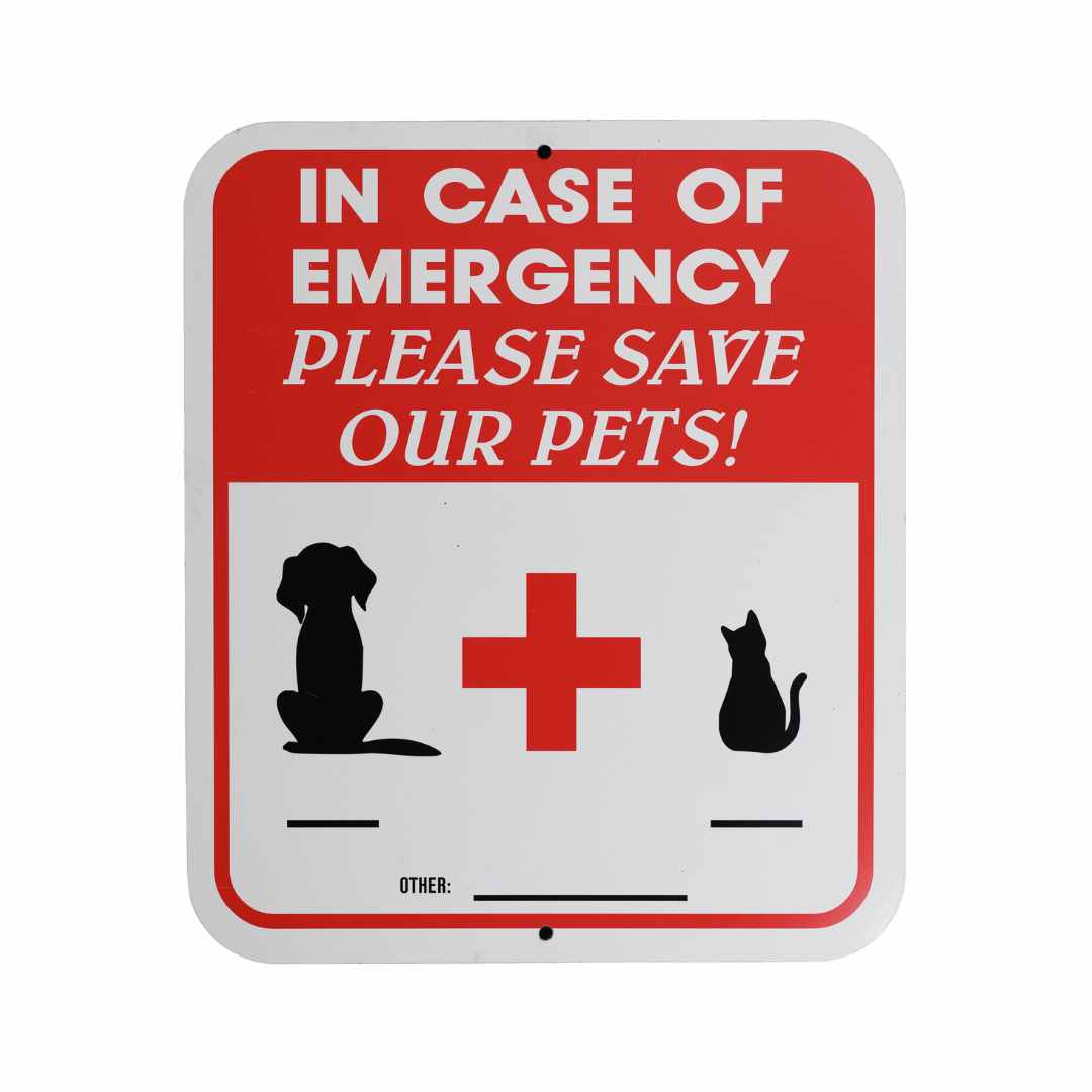 In Case of Emergency Please Rescue Our Pets Aluminum Sign - Dog & Cat