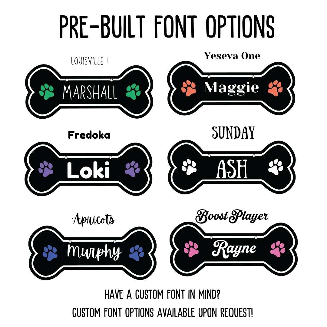 Personalized Dog Crate Tag (Laminate Plastic) – Custom Kennel Name Plate with Color Fill + Fun Fonts