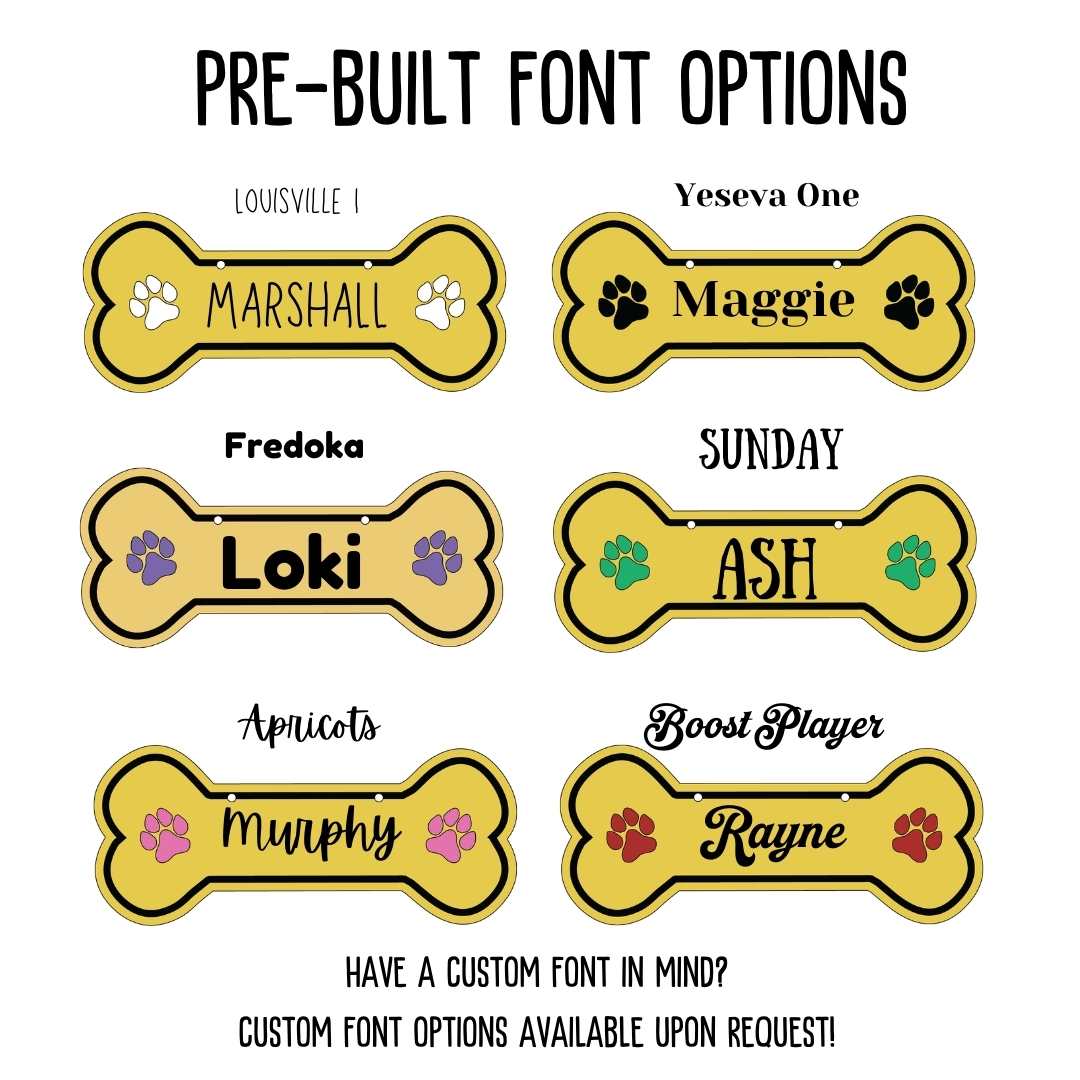 Personalized Dog Crate Tag (Laminate Plastic) – Custom Kennel Name Plate with Color Fill + Fun Fonts