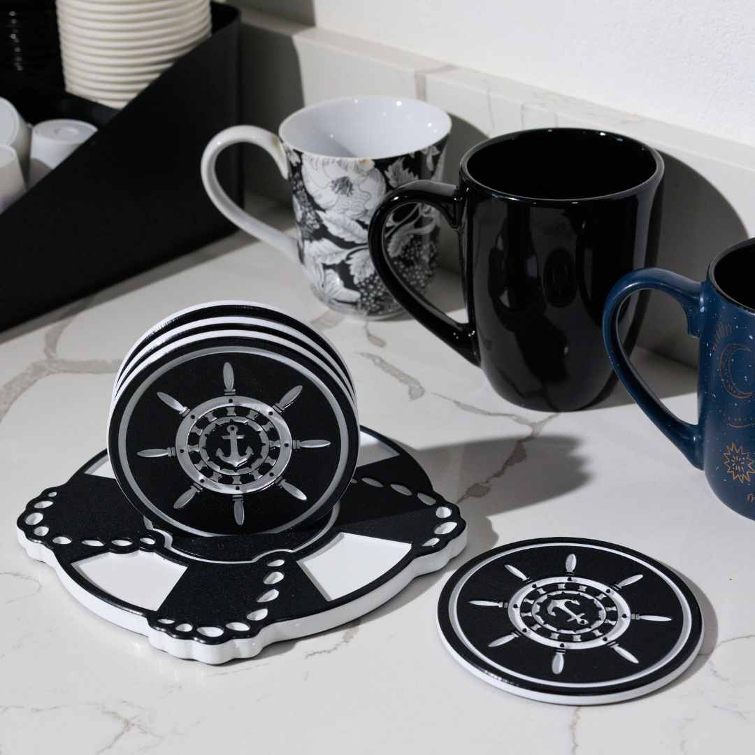 Sailor's Helm Drink Coaster Set with Lifesaver Holder