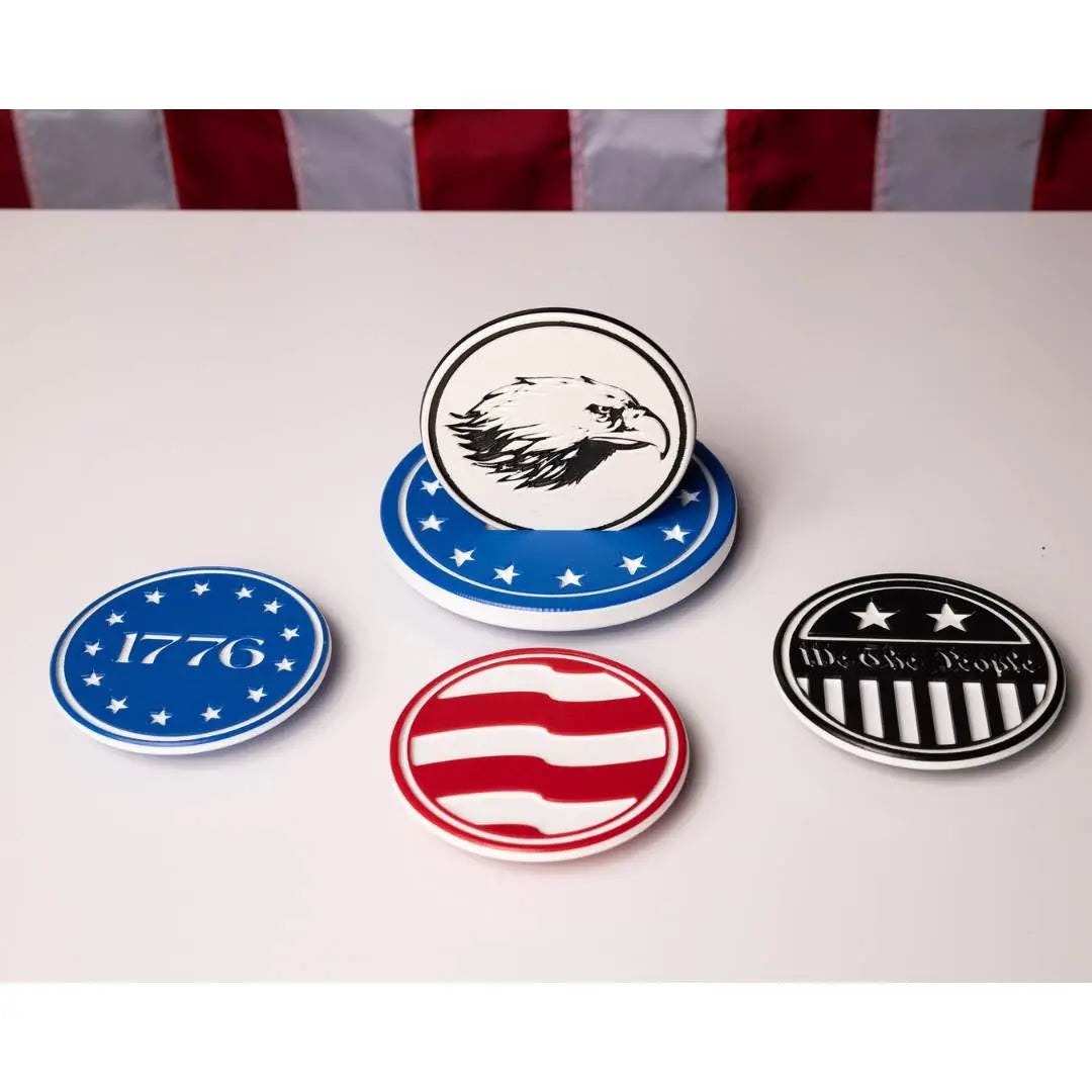 The Patriot Drink Coaster Set with Holder