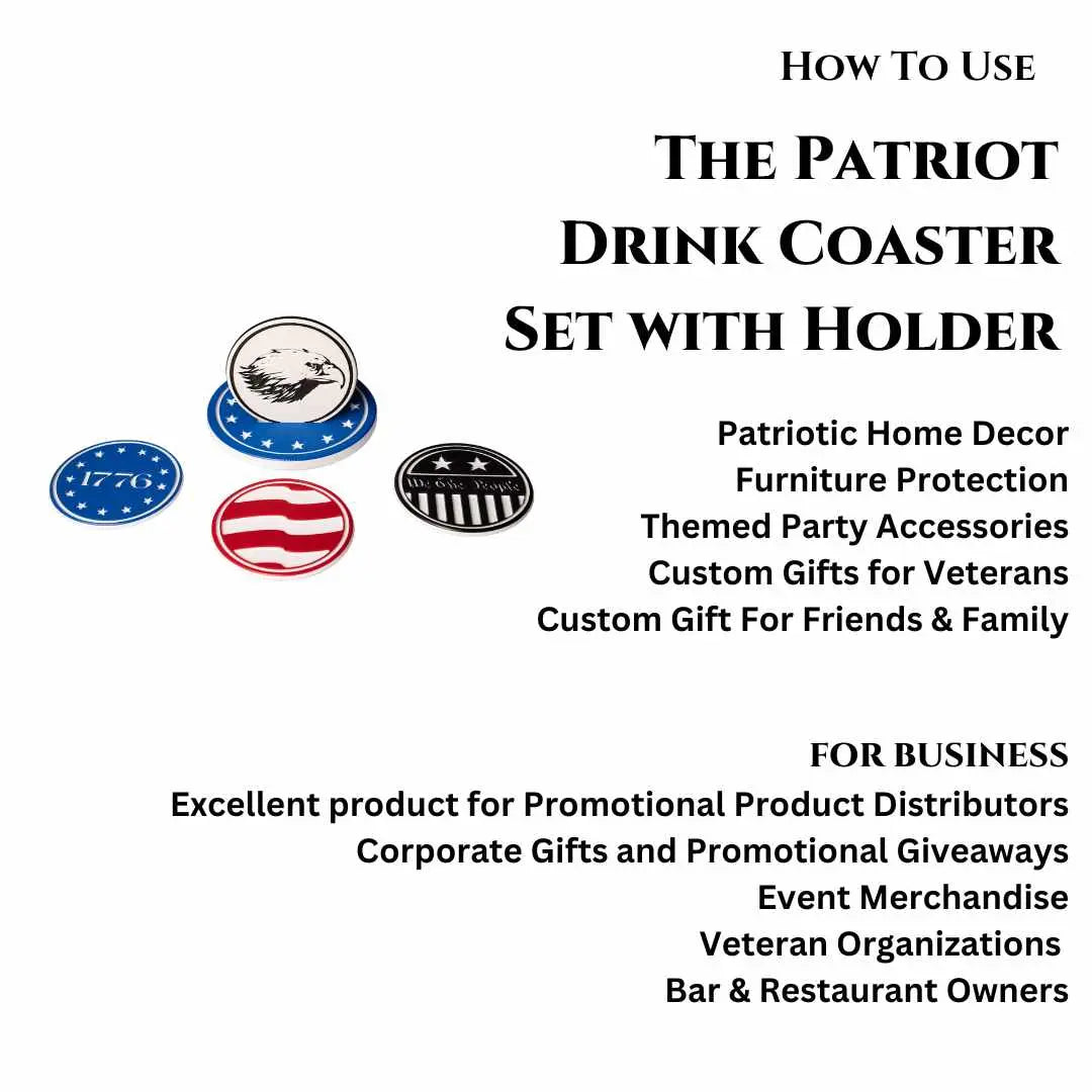 The Patriot Drink Coaster Set with Holder