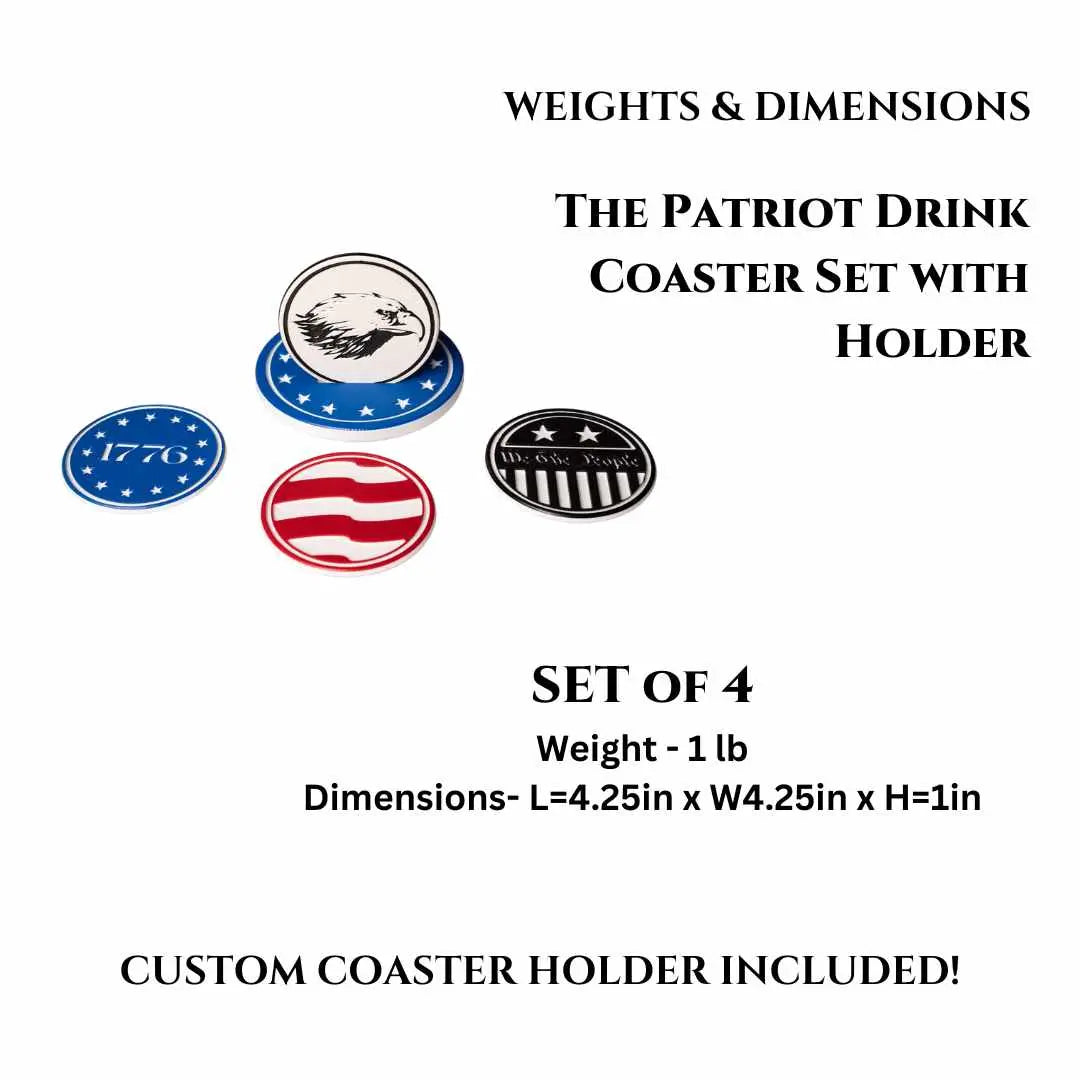 The Patriot Drink Coaster Set with Holder