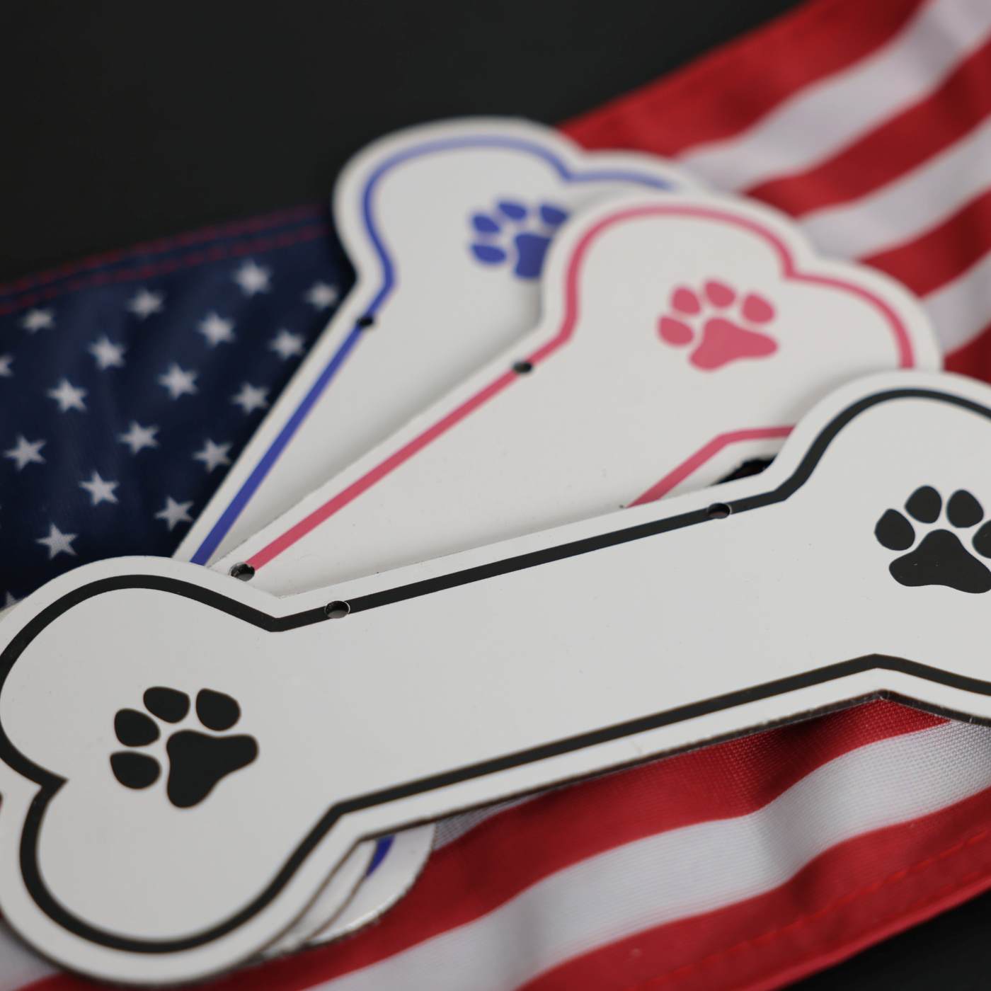 Dog crate tags built in the USA — durable aluminum Perma-Core material