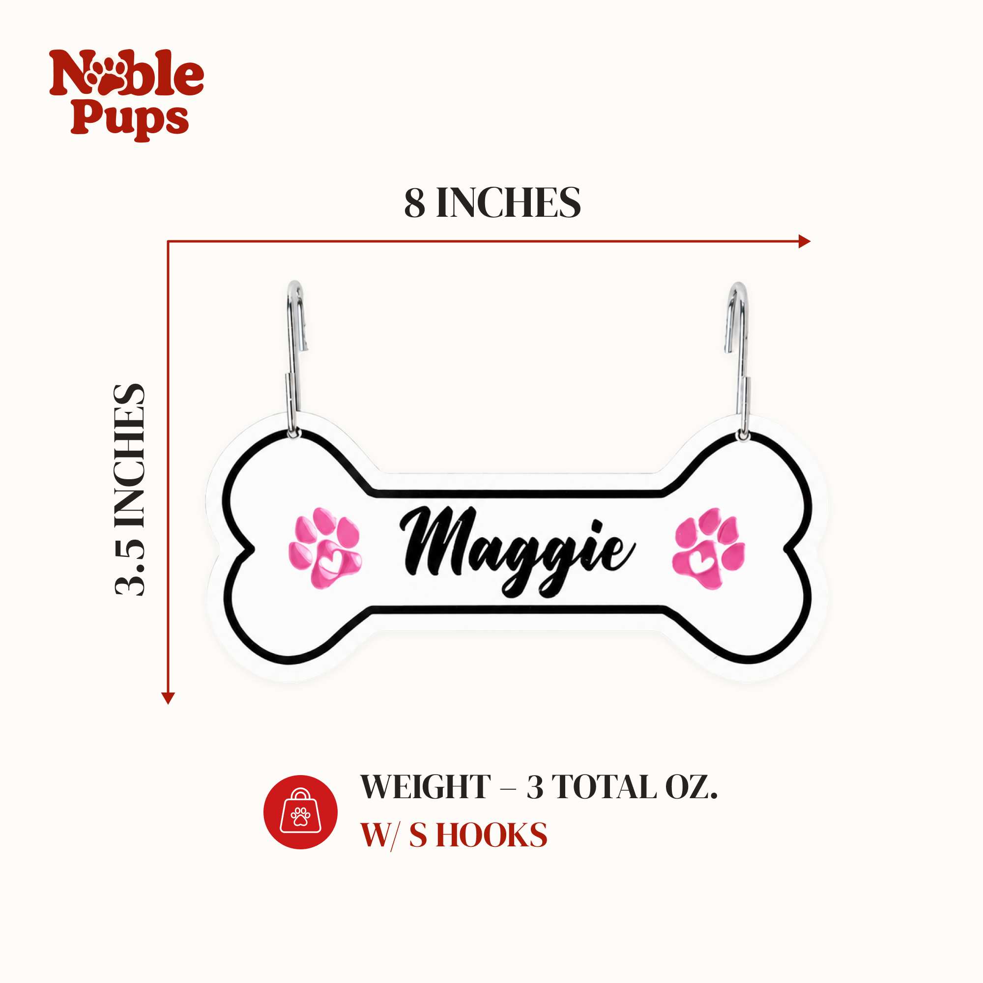 Personalized Dog Crate Tag – Custom Kennel Name Plate with Color Fill + Fun Fonts