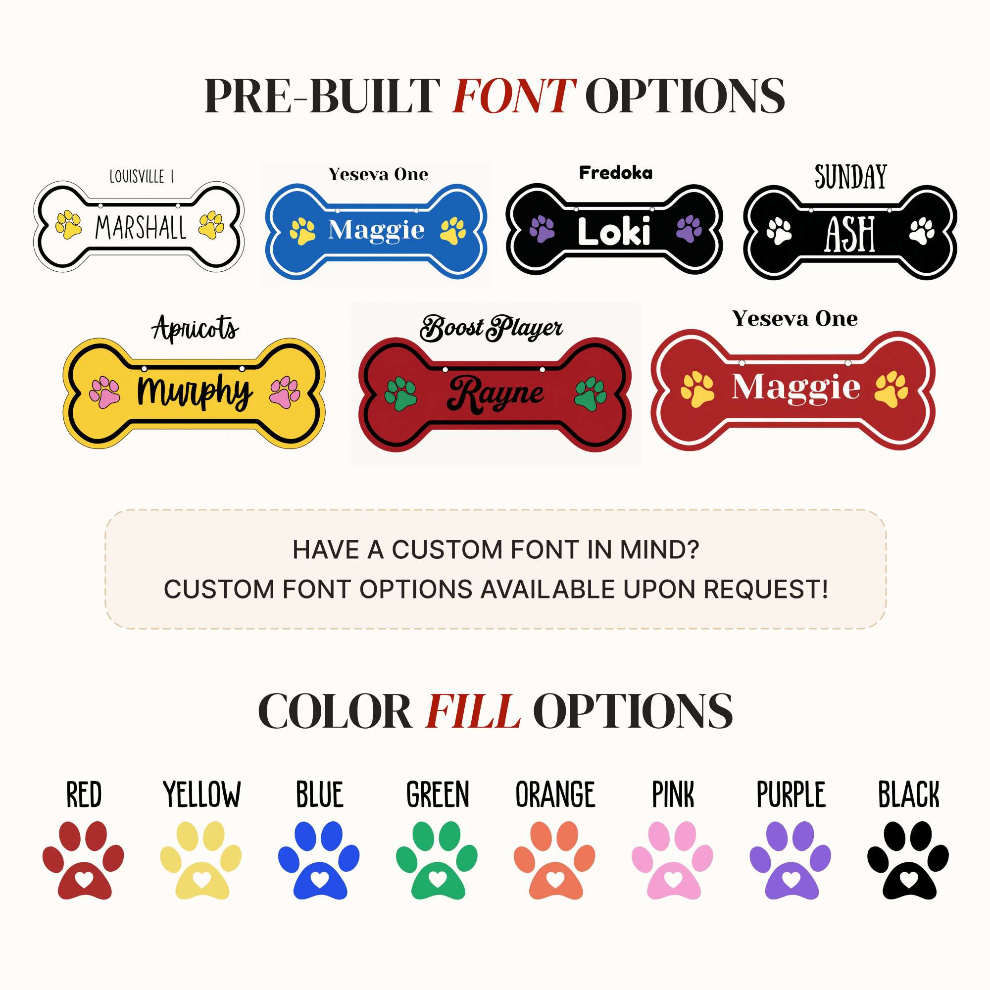 Personalized Dog Crate Tag – Custom Kennel Name Plate with Color Fill + Fun Fonts