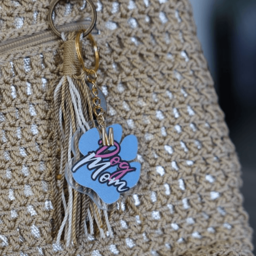 Personalized Acrylic Dog Mom Bag Tag  – Custom Purse Charm