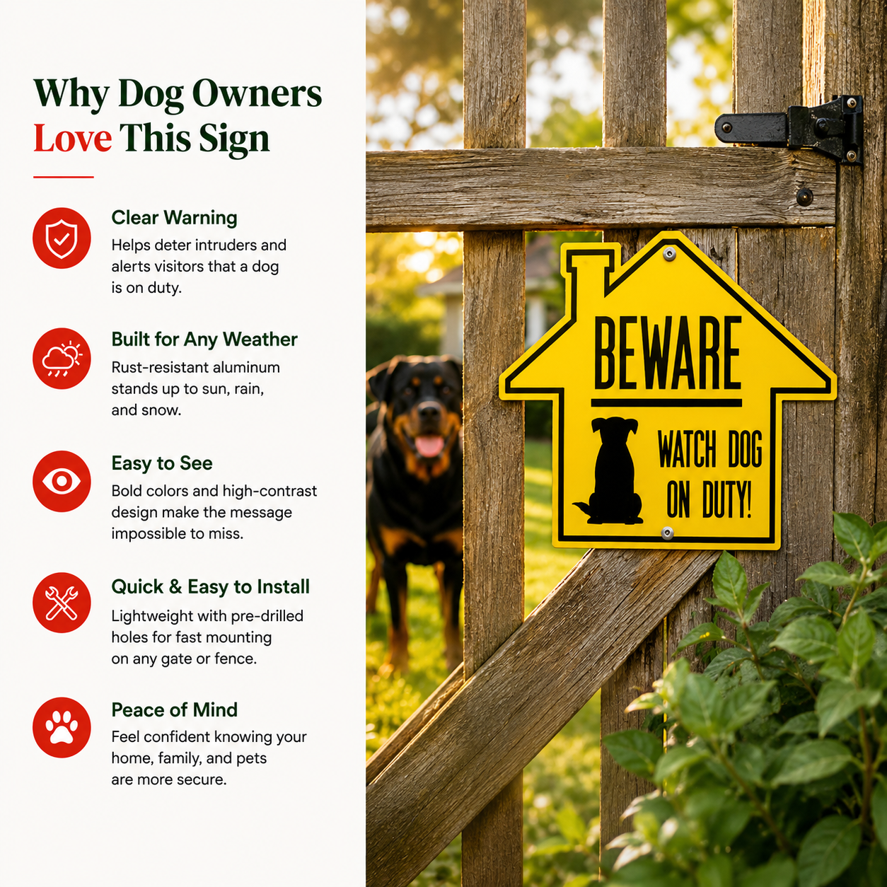 Beware! Watch Dog on Duty Aluminum Sign
