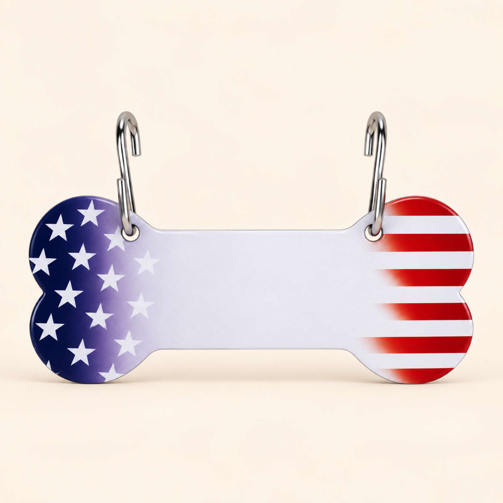 Aluminum Writable Patriotic Dog Bone Crate Tag