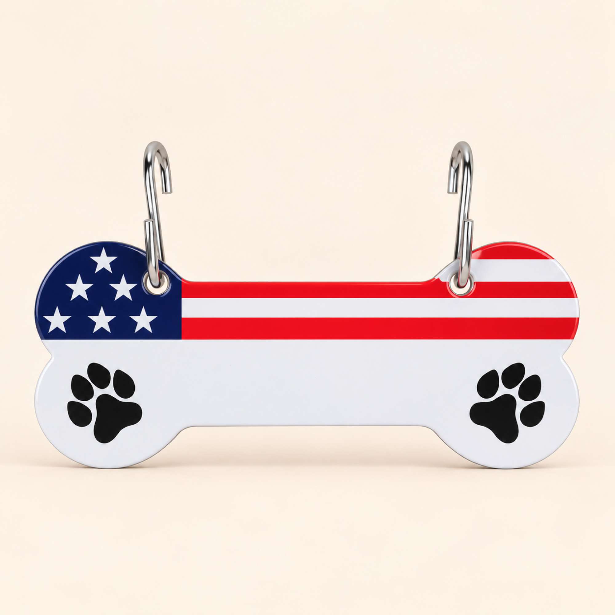 Aluminum Writable Patriotic Dog Bone Crate Tag