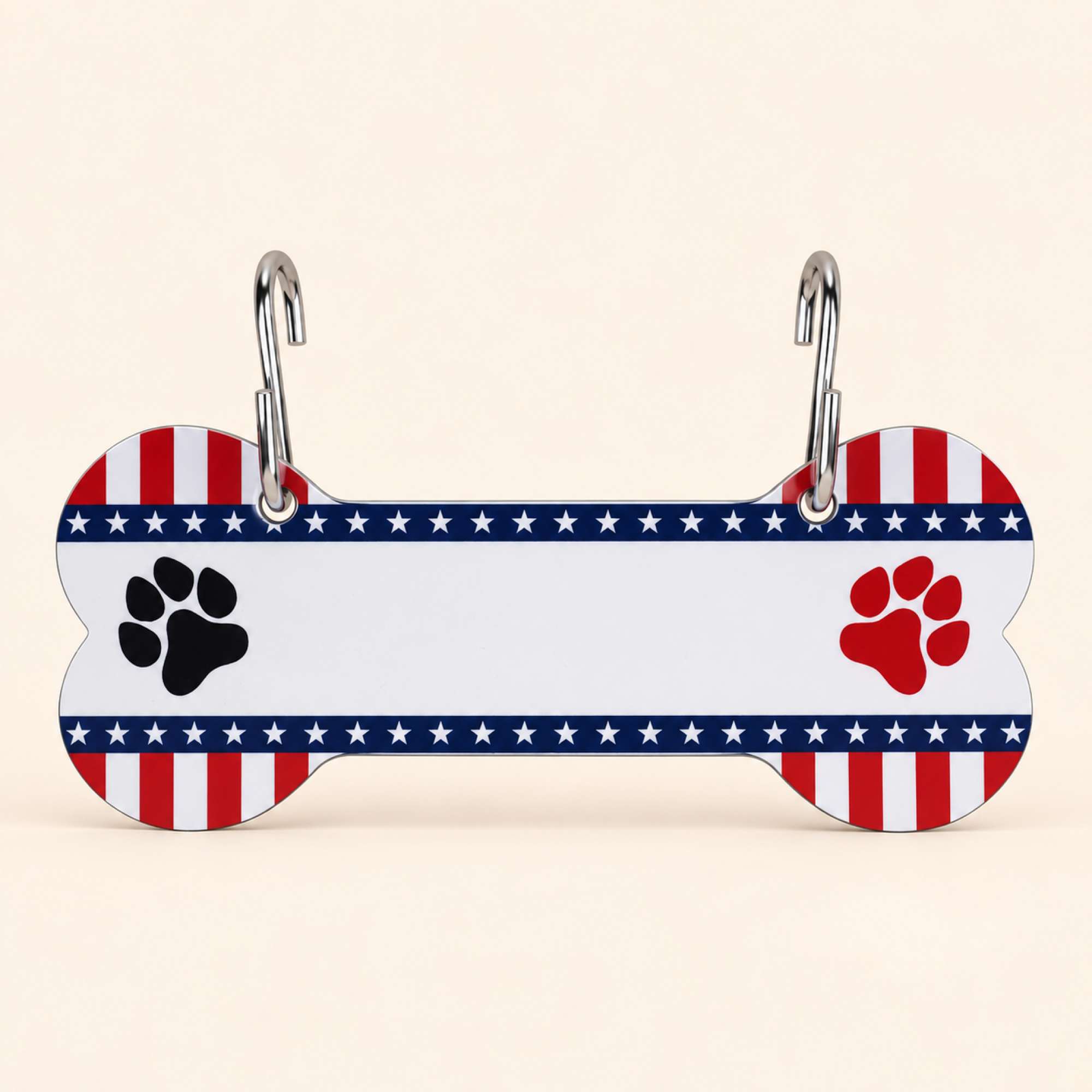 Aluminum Writable Patriotic Dog Bone Crate Tag