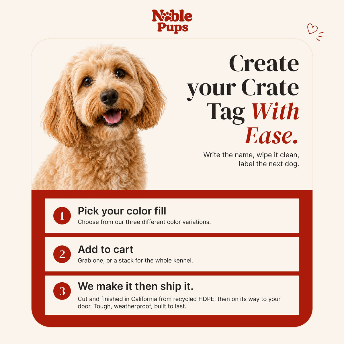 Aluminum Writable Dog Bone Crate Tag